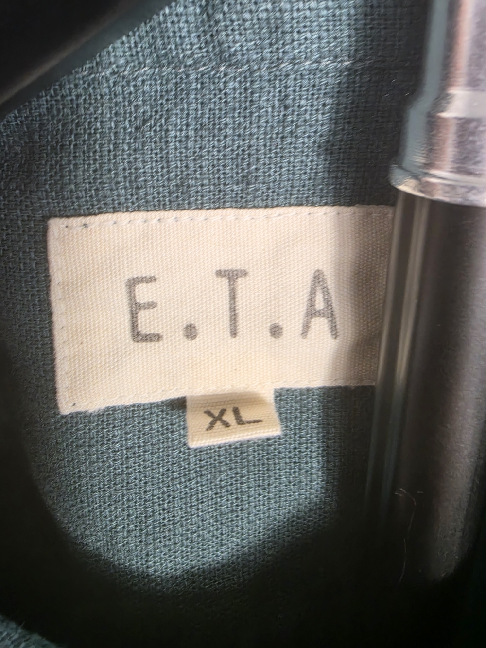 E.T.A. Westside Teal Green Mandarin Collar Shirt Mens XL Long Sleeve Cotton - Picture 5 of 5
